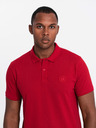 Ombre Clothing Moška bombažna polo majica BASIC - temno modra/bela/rdeča V3 OM-POBS-0133 Ombre Clothing