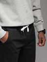 Ombre Clothing Moške športne hlače iz džinsa z obrobo - črne V2 OM-PADJ-0156 Ombre Clothing
