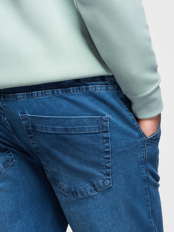 Ombre Clothing Moške športne hlače iz džinsa z obrobo - modre V3 OM-PADJ-0156 Ombre Clothing