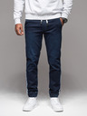 Ombre Clothing Moške športne hlače iz džinsa z obrobo - temno modre V4 OM-PADJ-0156 Ombre Clothing