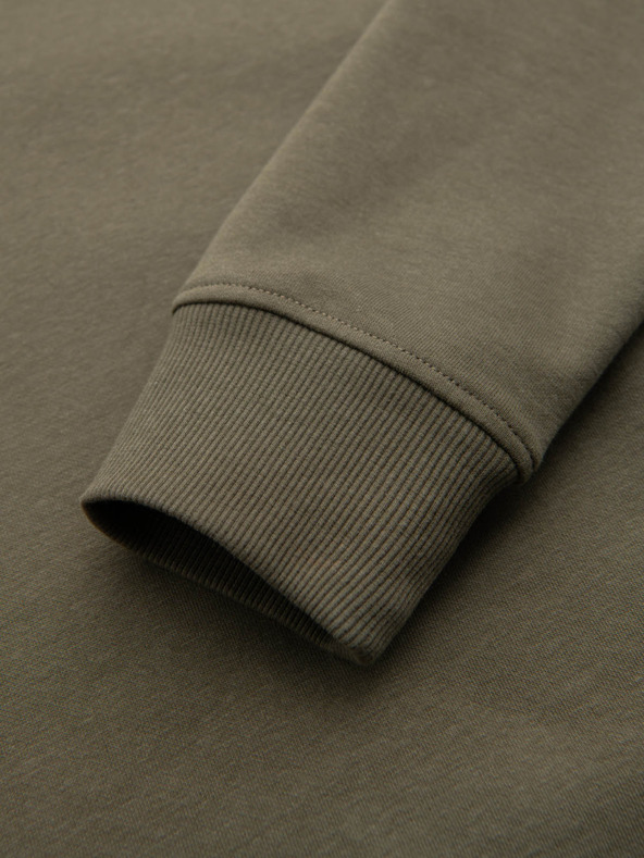 Ombre Clothing Moška bombažna bombažna bluza z zadrgo v barvi kaki Ombre oblačila