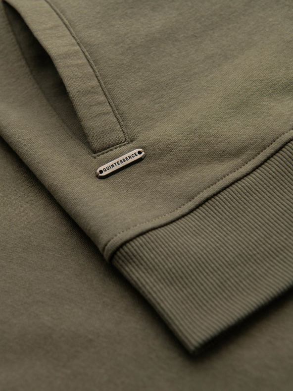 Ombre Clothing Moška bombažna bombažna bluza z zadrgo v barvi kaki Ombre oblačila