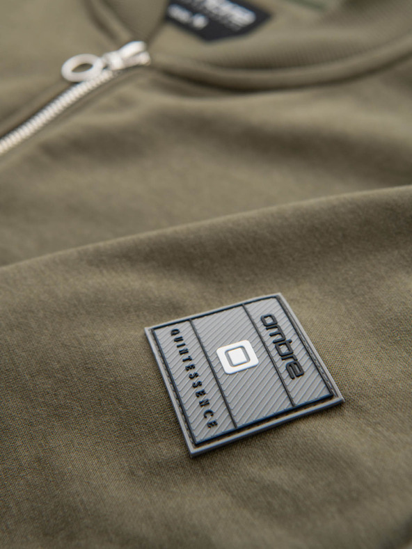 Ombre Clothing Moška bombažna bombažna bluza z zadrgo v barvi kaki Ombre oblačila