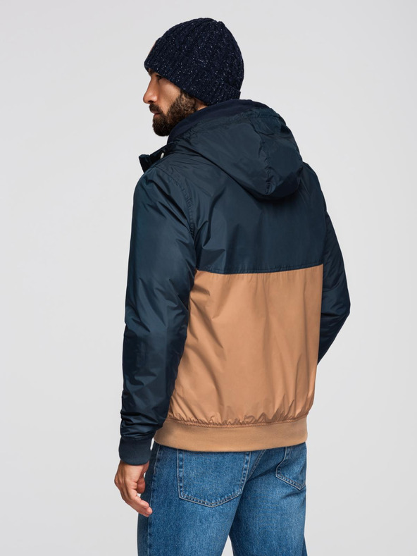 Ombre Clothing Moška lahka barvna športna jakna s flisom rjava Ombre Clothing