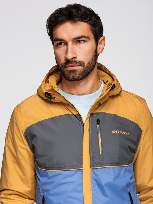 Ombre Clothing Moška lahka barvna športna jakna s flisom modra Ombre Clothing