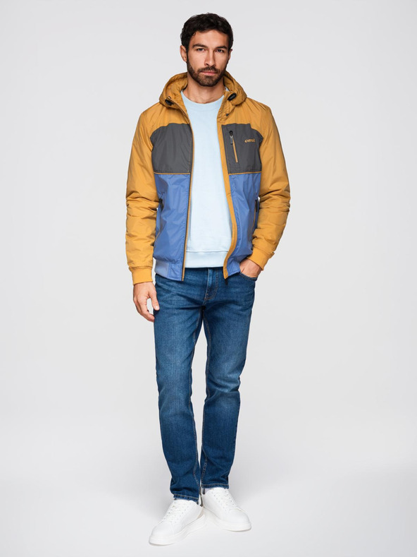 Ombre Clothing Moška lahka barvna športna jakna s flisom modra Ombre Clothing