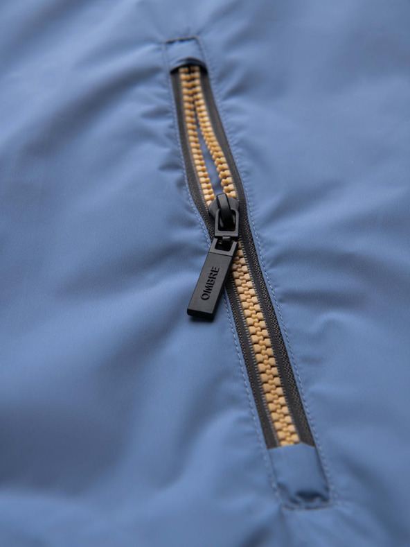 Ombre Clothing Moška lahka barvna športna jakna s flisom modra Ombre Clothing