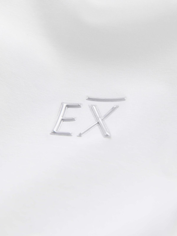 Ombre Clothing Moška majica SLIM FIT z dolgimi rokavi in V-izrezom, elastanom in potiskom bela Ombre Clothing