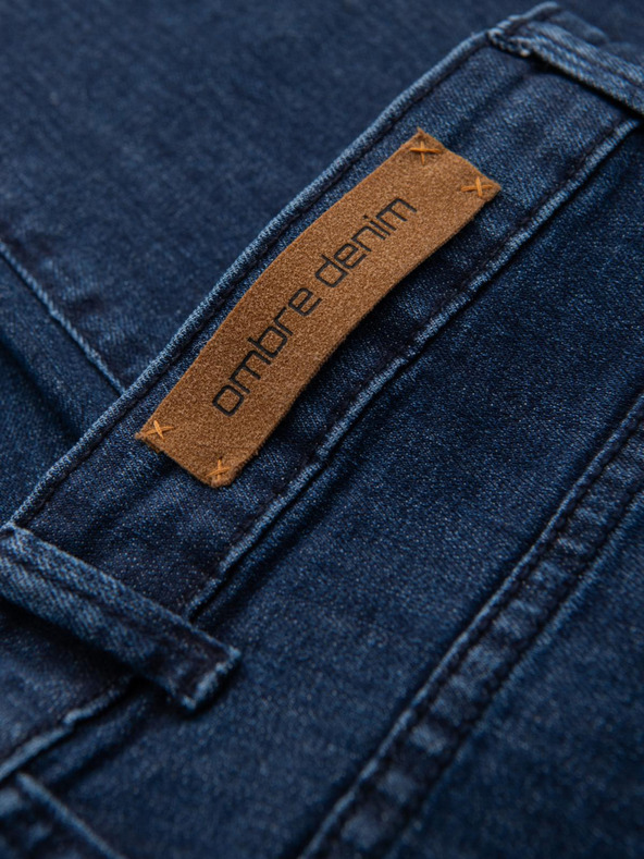 Ombre Clothing Moške klasične sprane kavbojke REGULAR FIT modre barve Ombre oblačila