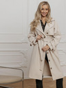 Edoti Bež ženski plašč s pasom Edoti