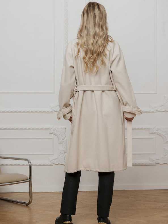 Edoti Bež ženski plašč s pasom Edoti