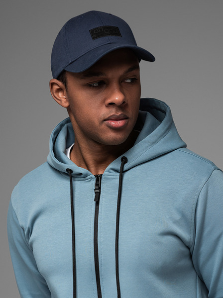 Ombre Clothing Moška bejzbolska kapa s pravokotnim našitkom temno modra Ombre Clothing