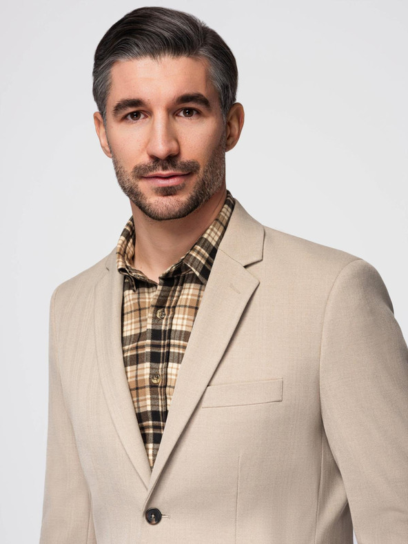 Ombre Clothing Elegantna moška bež jopica iz volnene mešanice Ombre Clothing