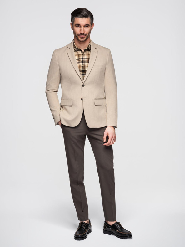 Ombre Clothing Elegantna moška bež jopica iz volnene mešanice Ombre Clothing