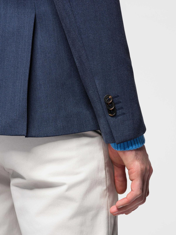 Ombre Clothing Elegantni moški suknjič iz volnene mešanice Navy Blue Ombre Clothing