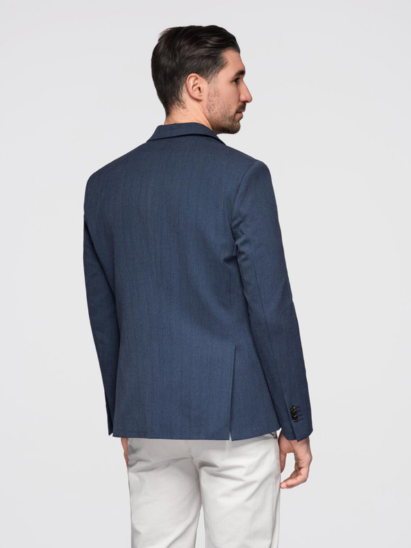 Ombre Clothing Elegantni moški suknjič iz volnene mešanice Navy Blue Ombre Clothing