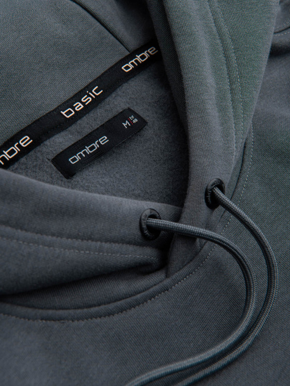 Ombre Clothing Pánska bavlnená klokaní mikina BASIC s kapucňou Ombre Clothing