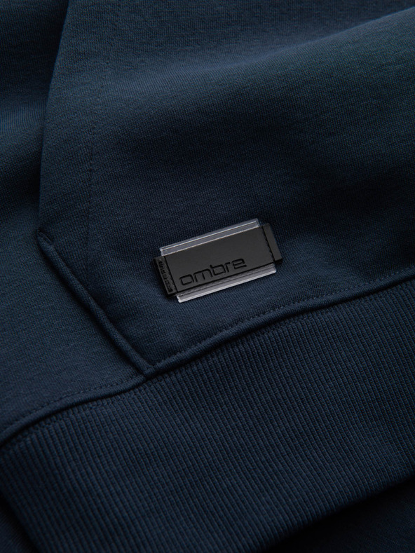 Ombre Clothing Pánska bavlnená mikina BASIC s klokanom a kapucňou Ombre Clothing