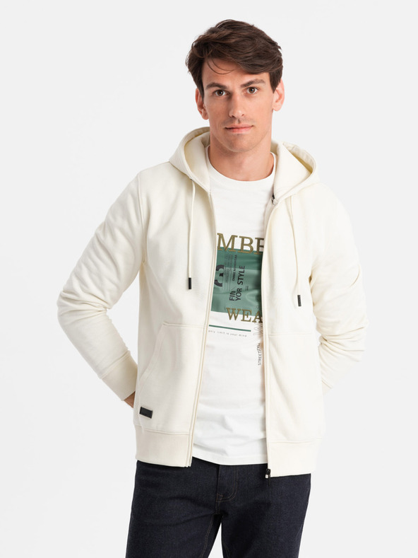 Ombre Clothing Moška bombažna jopa BASIC z zadrgo Ombre Clothing