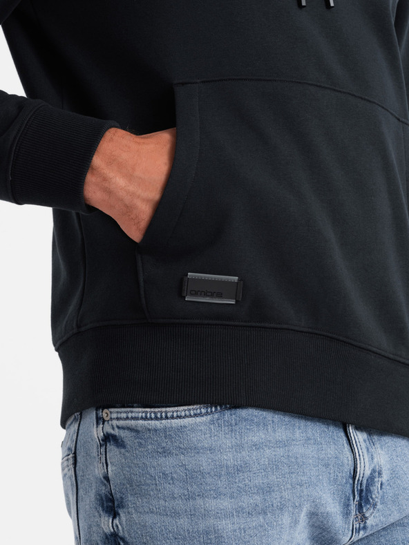 Ombre Clothing Pánska bavlnená klokaní mikina BASIC s kapucňou Ombre Clothing