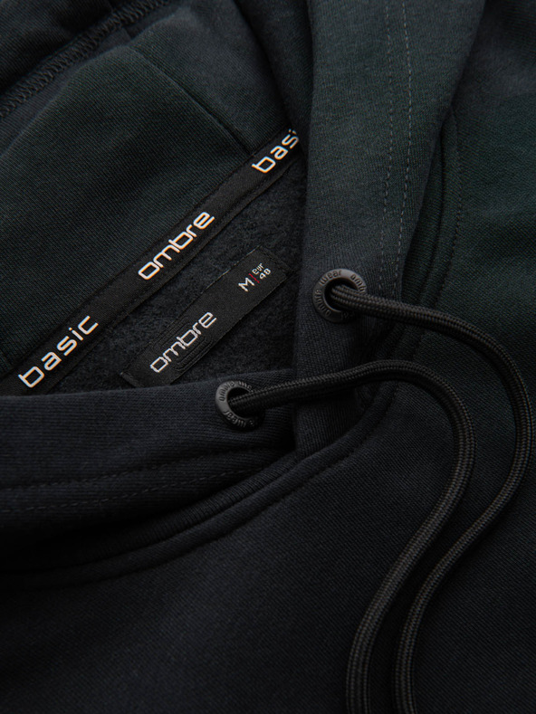 Ombre Clothing Pánska bavlnená klokaní mikina BASIC s kapucňou Ombre Clothing