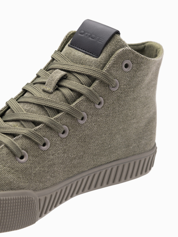 Ombre Clothing Moške platnene superge - olivne V2 OM-FOTH-0186 Ombre Clothing
