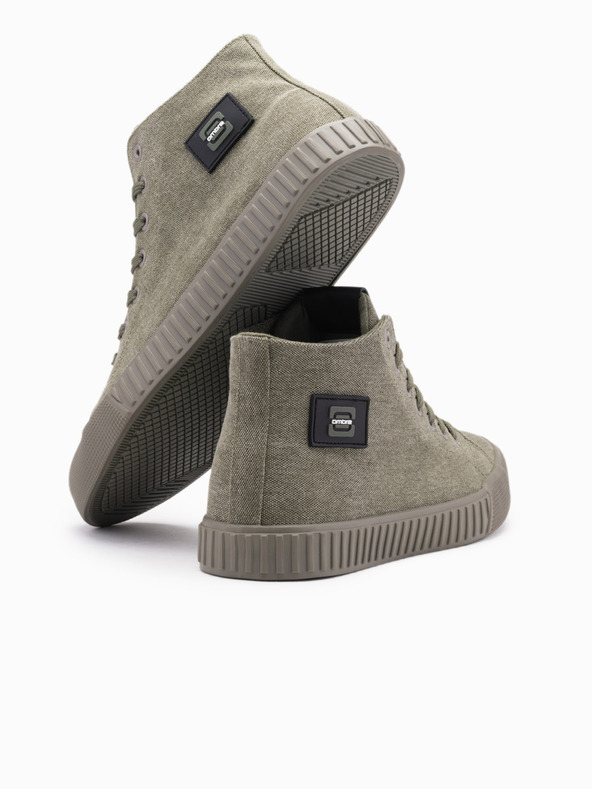 Ombre Clothing Moške platnene superge - olivne V2 OM-FOTH-0186 Ombre Clothing