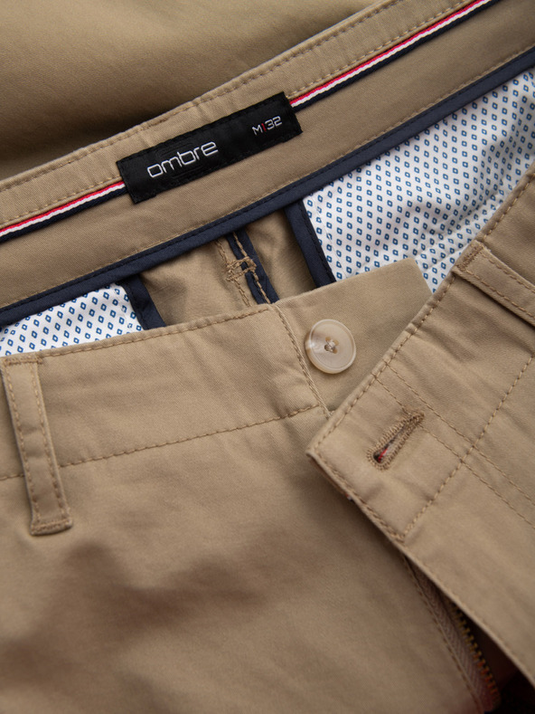 Ombre Clothing Moške enobarvne kratke hlače s tovornimi žepi - peščene V1 OM-SRCG-0133 Ombre oblačila