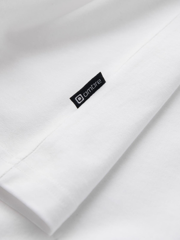 Ombre Clothing Moška bombažna majica v tribarvni barvi - bela in mornarsko modra V3 OM-TSCT-0174 Ombre Clothing