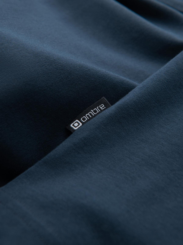 Ombre Clothing Moška bombažna majica v tribarvni barvi - bela in mornarsko modra V3 OM-TSCT-0174 Ombre Clothing