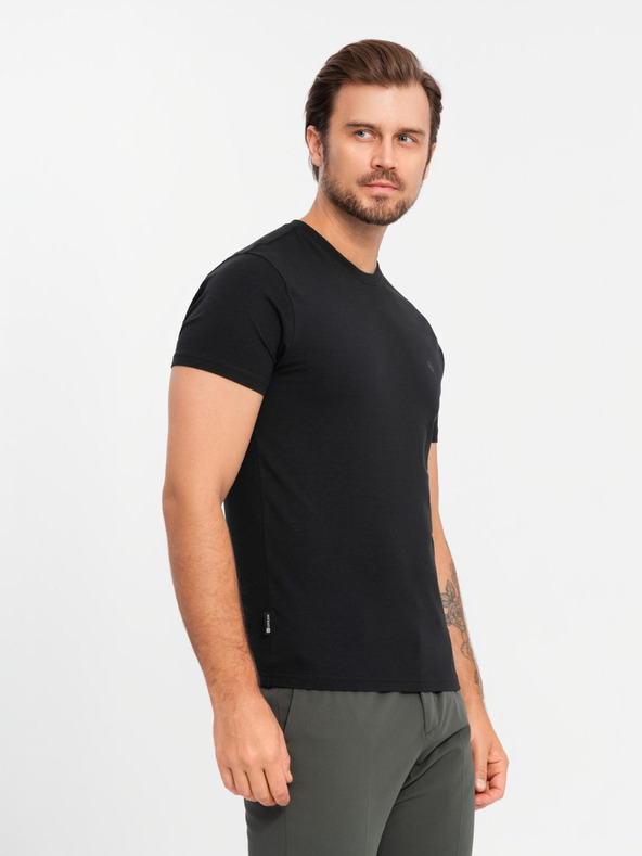 Ombre Clothing Moška bombažna majica v tribarvni barvi - bela in mornarsko modra V3 OM-TSCT-0174 Ombre Clothing