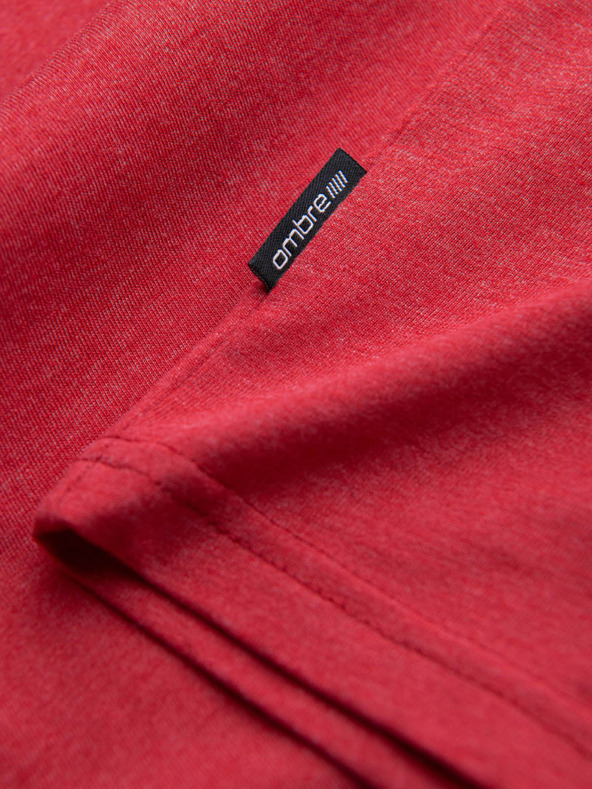 Ombre Clothing Klasična bombažna moška majica BASIC z V-izrezom - rdeča V17 OM-TSBS-0145 Ombre Clothing