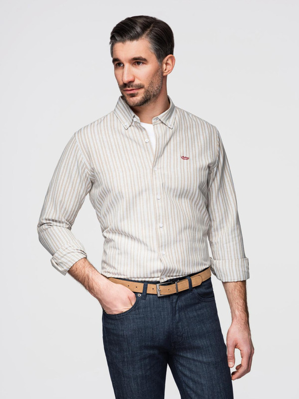 Ombre Clothing Moška bombažna srajca REGULAR FIT s finimi črtami Ombre Clothing