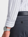 Ombre Clothing Moška bela črtasta srajca REGULAR FIT z žepom Ombre Clothing