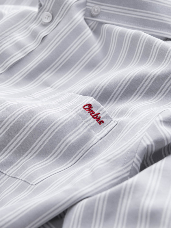 Ombre Clothing Moška bela črtasta srajca REGULAR FIT z žepom Ombre Clothing