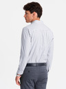 Ombre Clothing Moška bela črtasta srajca REGULAR FIT z žepom Ombre Clothing