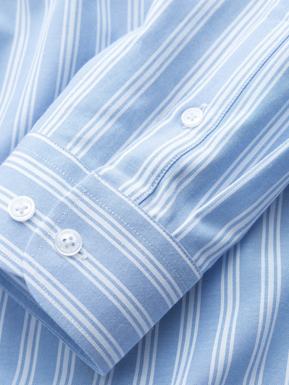 Ombre Clothing Moška bela črtasta srajca REGULAR FIT z žepom Ombre Clothing