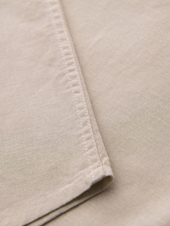 Ombre Clothing Moška srajca s kratkimi rokavi in kubanskim ovratnikom Bež Ombre oblačila