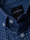 Ombre Clothing Moška srajca iz finega džinsa z vzorcem in žepom - modra Ombre Clothing
