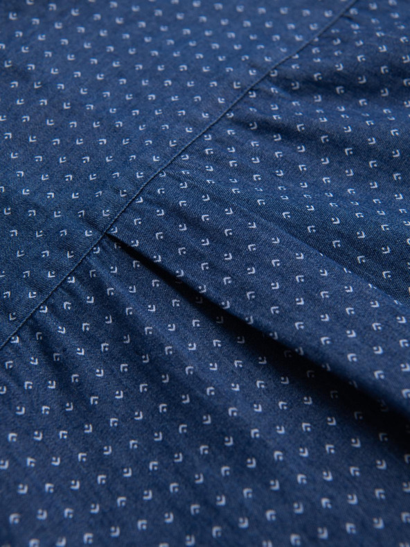 Ombre Clothing Moška srajca iz finega džinsa z vzorcem in žepom - modra Ombre Clothing