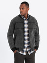 Ombre Clothing Moška jakna bomber iz džinsa z učinkom pranja kamenja - črna V2 OM-JADJ-0163 Ombre Clothing
