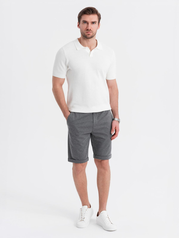 Ombre Clothing Moške strukturirane pletene kratke hlače z elastičnim pasom Ombre Clothing