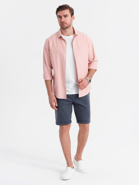 Ombre Clothing Moške strukturirane pletene kratke hlače z elastičnim pasom Ombre Clothing