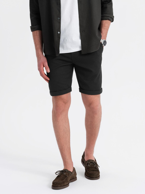 Ombre Clothing Moške pletene kratke hlače z zavihani hlačnicami Ombre Clothing