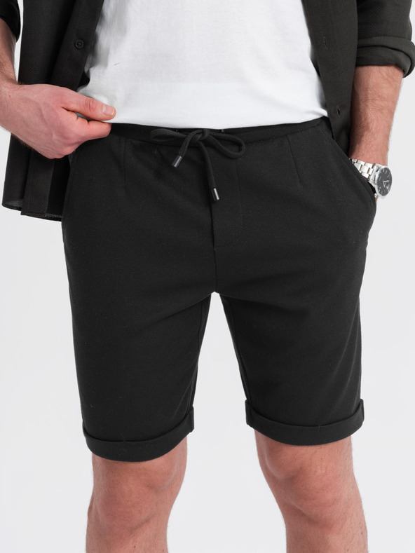 Ombre Clothing Moške pletene kratke hlače z zavihani hlačnicami Ombre Clothing
