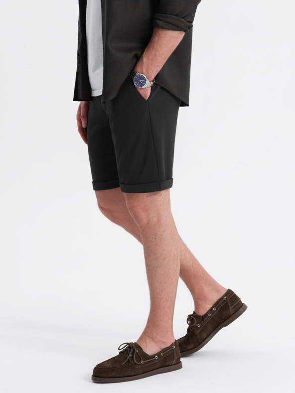 Ombre Clothing Moške pletene kratke hlače z zavihani hlačnicami Ombre Clothing