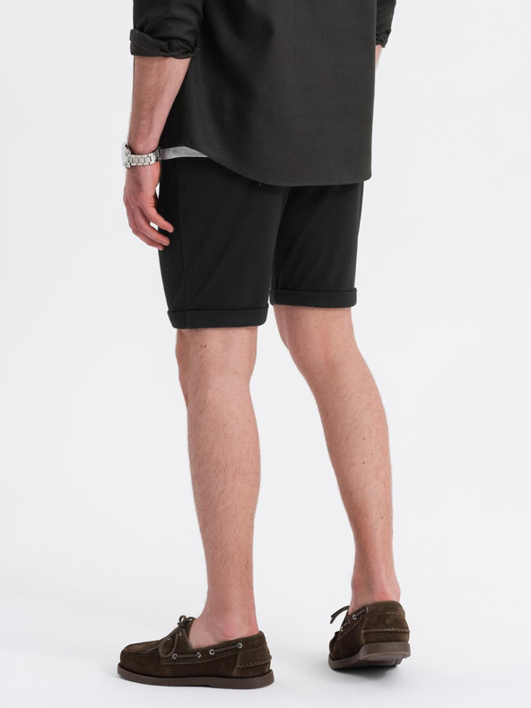 Ombre Clothing Moške pletene kratke hlače z zavihani hlačnicami Ombre Clothing
