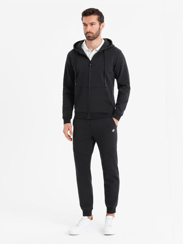 Ombre Clothing Moške trenirka hlače z rebrastimi manžetami in okrasnim zadrgo Ombre Clothing