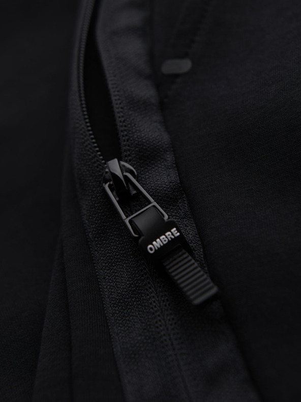 Ombre Clothing Moške trenirka hlače z rebrastimi manžetami in okrasnim zadrgo Ombre Clothing