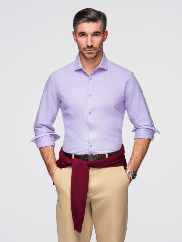 Ombre Clothing Moška bombažna srajca oxford v pastelnih barvah Ombre Clothing